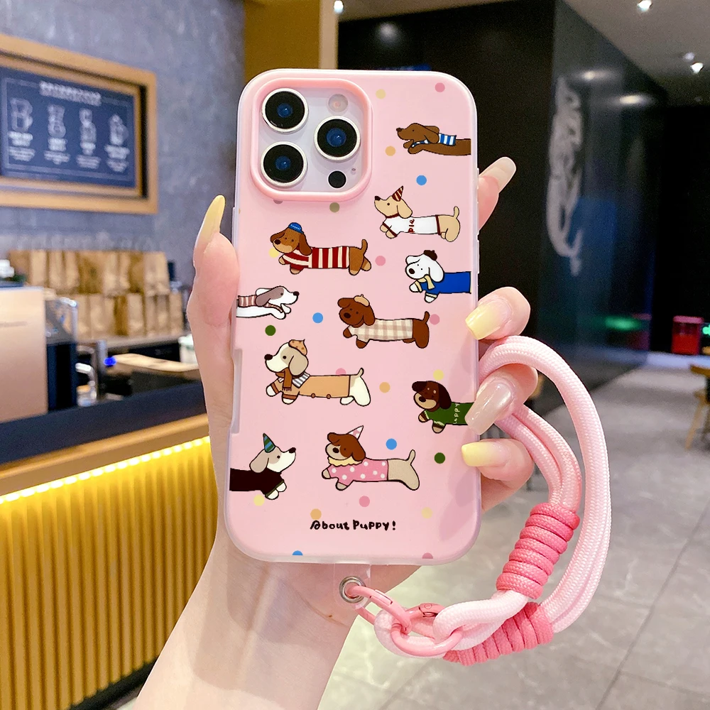 Handyhülle für Samsung Galaxy S26 Ultra S25 S24 S22 S23 Plus FE A56 A55 A35 A36 A37 5G Polka Dot Puppy mit Lanyard TPU-Hülle – Detail 2