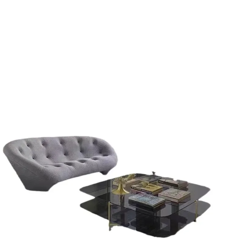 Space curved Internet celebrity double three Italian living room light luxury art small apartment sofa