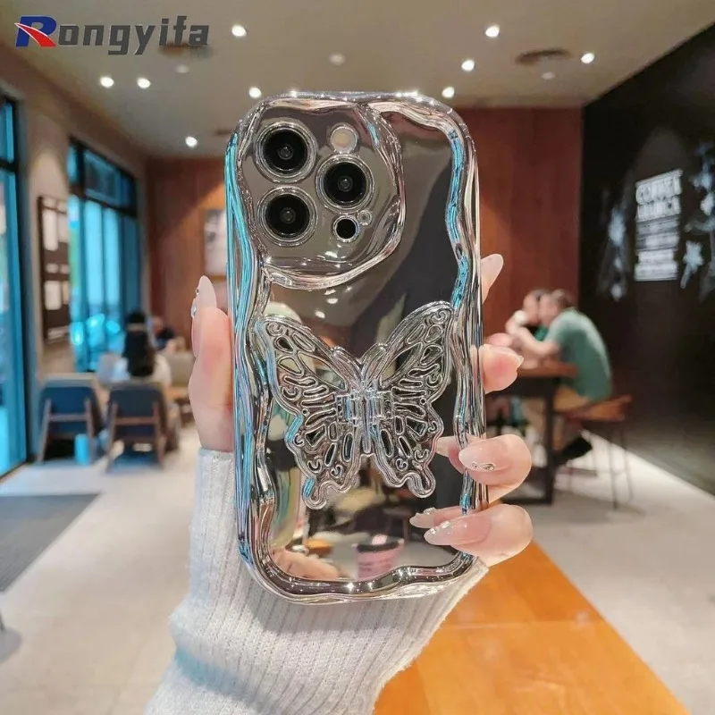 For Huawei Nova Y91 Y90 Y72 Y70 Y60 12 11 Pro Ultra SE 12i 11i 12S 9 10Z 8 SE Pro Casing Silver Hollow butterfly Anti-fall Cover