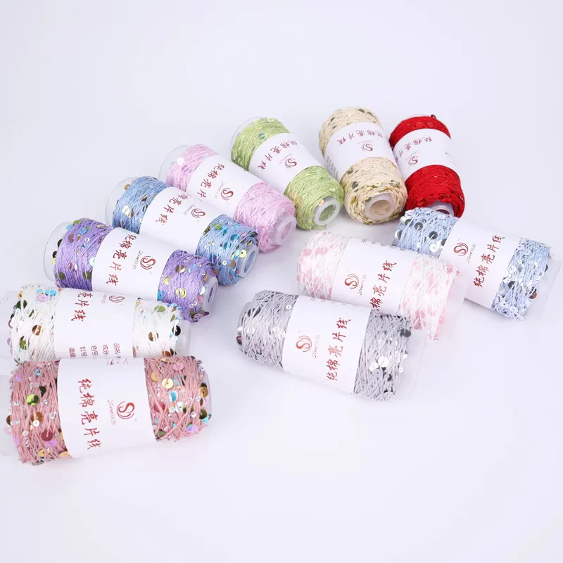 

Изготовленная вручную нить для свитера своими руками, переливающаяся золотая и серебряная шелковая блестка 2014. para tejer, связанная крючком.