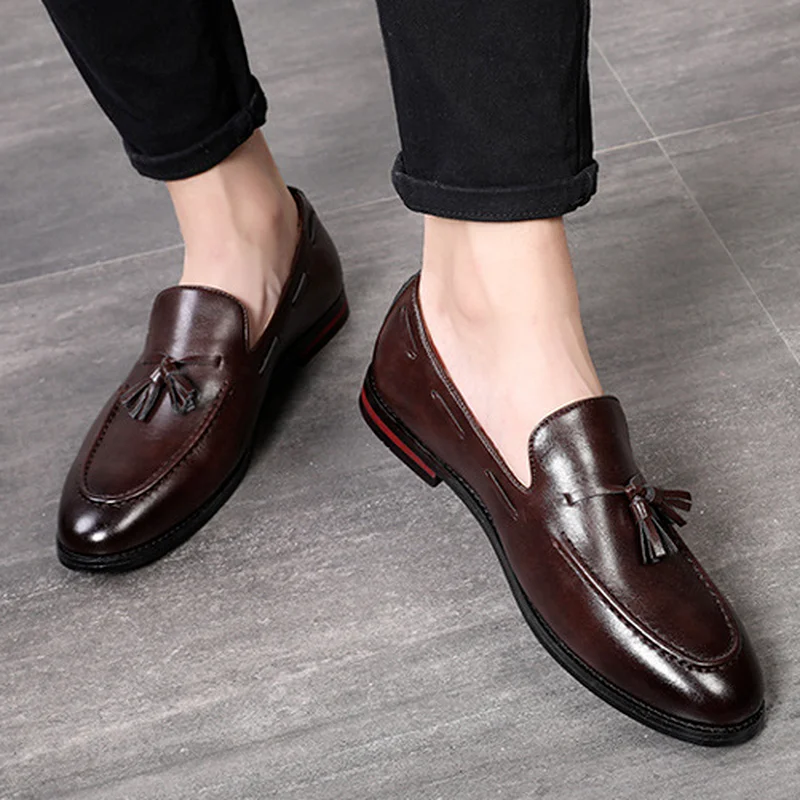 Spring/Autumn New Classic Men Business Shoes British Breathable Simple Tassel Style Casual Dress Shoes Mens Loafers Size 37-48