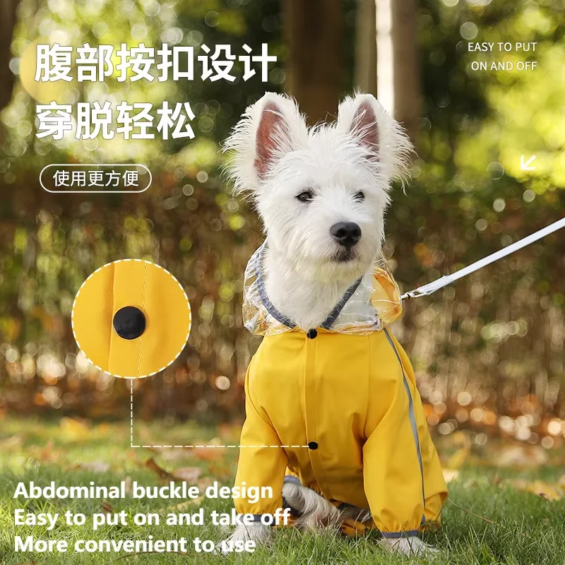 New Type Of Towing Four Legged Raincoat, Waterproof For Large, Medium, And Small Dog Pets, Outdoor Clothes On Rainy Days