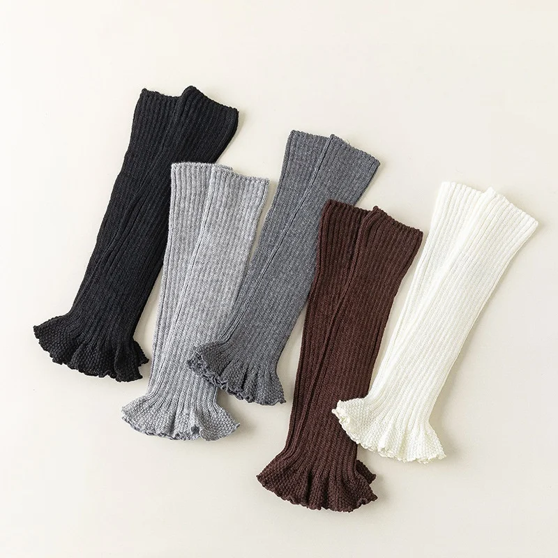 الربيع الدافئة محبوك ترهل الجوارب لوليتا الكورية نمط الدانتيل تقليم عالية أنبوب تدفئة الساق للأطفال مكافحة بيلينغ لباس خارجي الجوارب #2