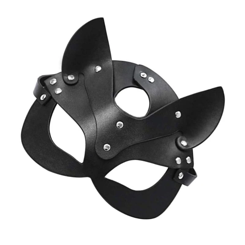 39BD Contemporary Catwomen Roleplay Mask Soft PU Leather Costume Accessory Construction Adjustable Headpiece For Adults