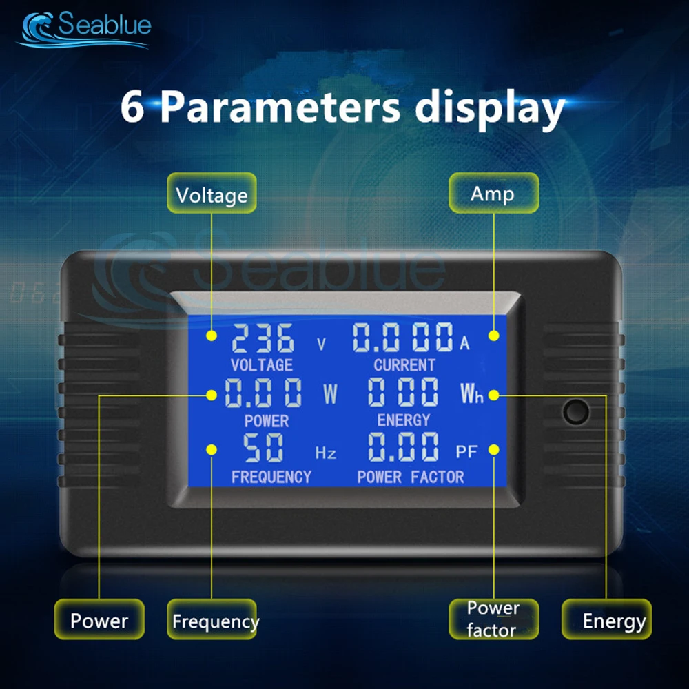 

LCD Digital Voltmeter Ammeter Wattmeter Voltage Current Power Meter Volt Detector Tester Monitor 110V 220V AC 80-260V 32A 63A