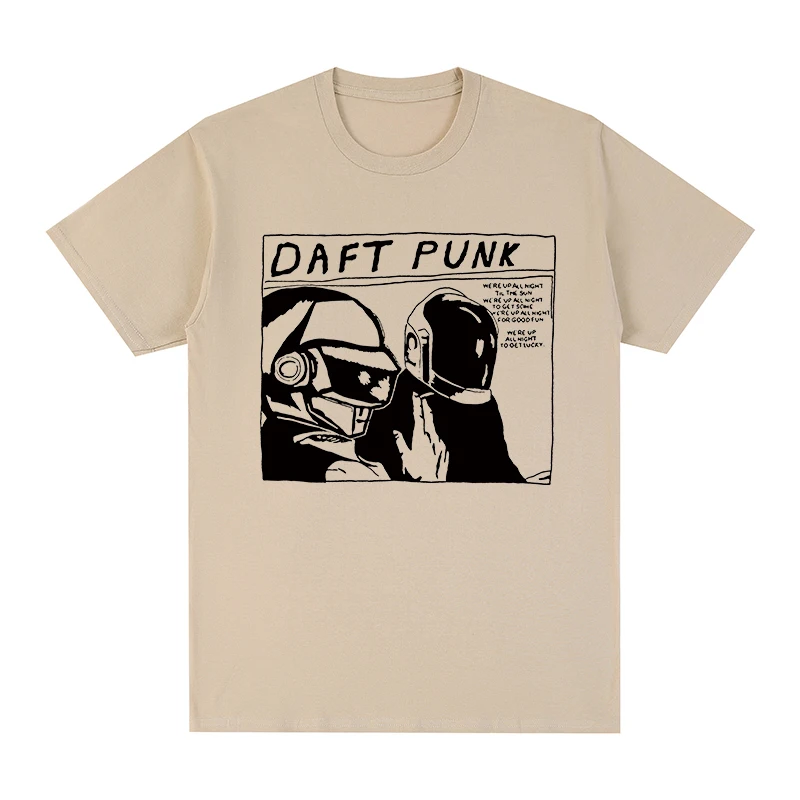 Винтажная футболка Daft Punk, одежда для французской электронной музыки, Новое поступление, хлопковая мужская футболка, новая футболка, женские топы