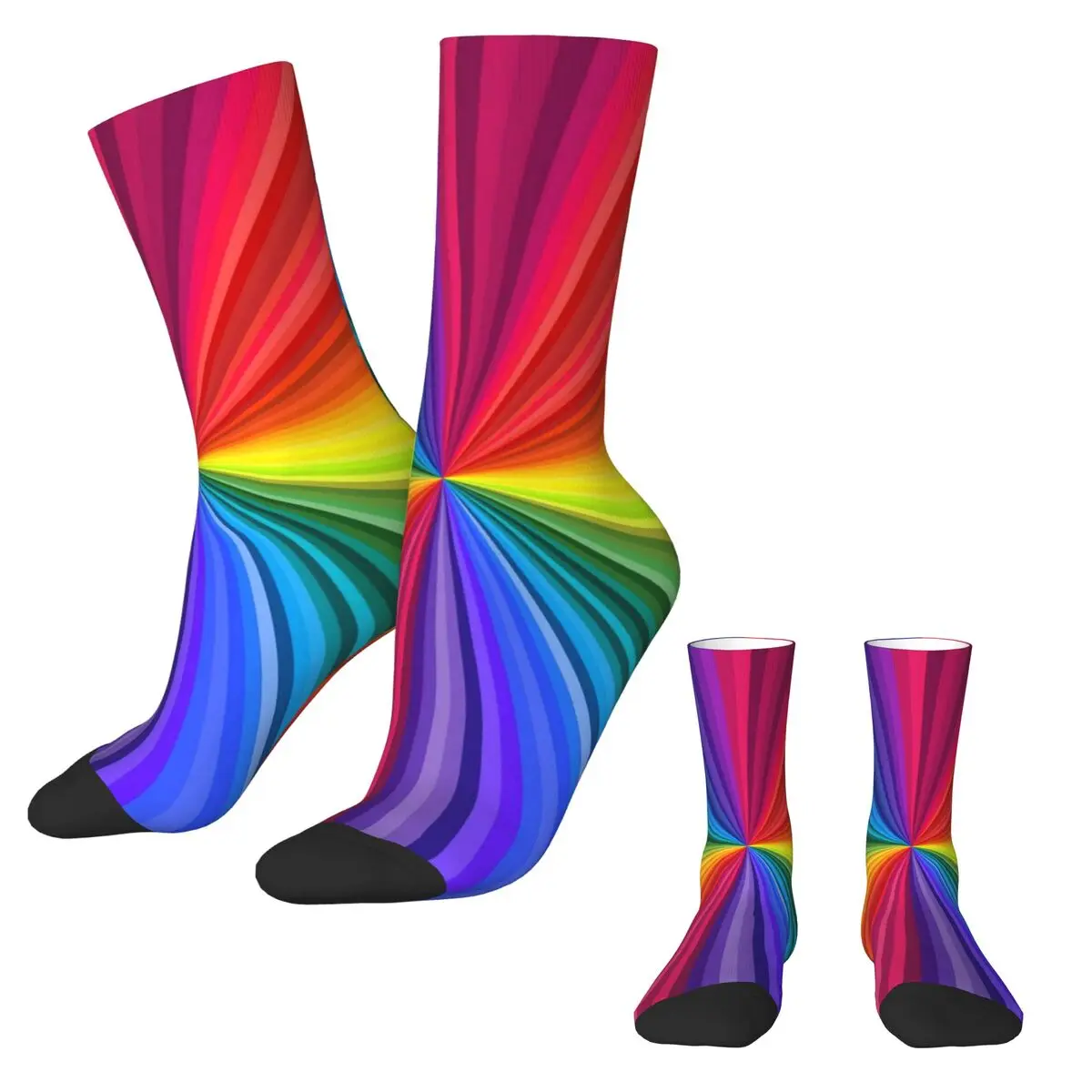 Colored Swirls Socks Winter Rainbow Print Stockings Elegant Women Men High Quality Socks Printed Outdoor Sports Non Skid Socks