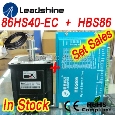 Set sales Leadshine Hybrid Servo Motor 86HS40 86HBM40-1000  and HBS86 HBS86H servo drive 80VDC 8.2A and encoder cable