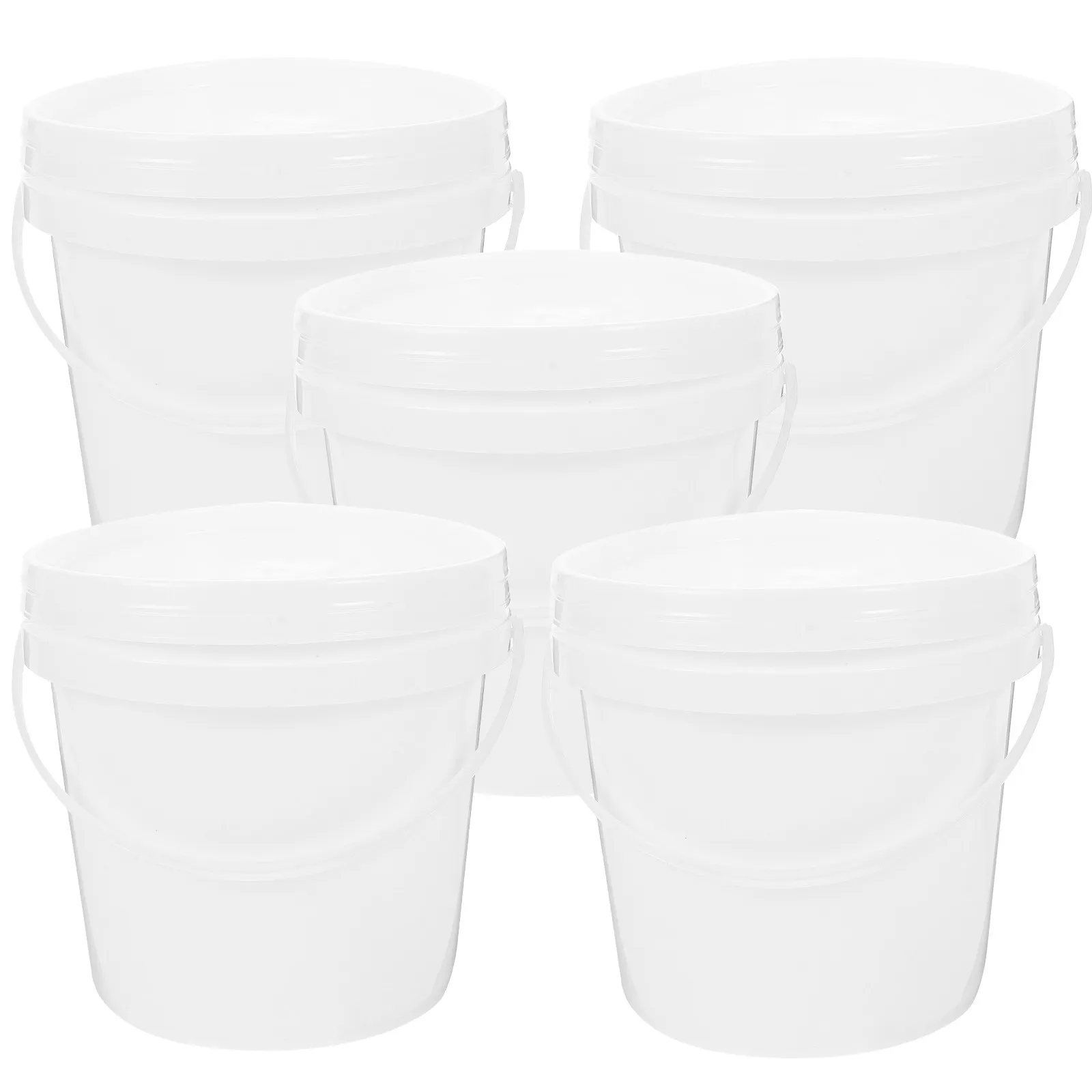 

Набор из 5 герметичных пластиковых ведер с ручкой и крышкой, портативные, многофункциональные, для общежития, дома, фермы, уборки