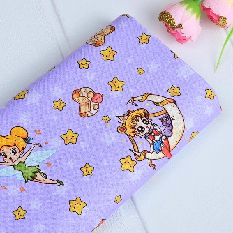 

Sailor Moon Stars Cartoon Girls 100 Cotton Fabric Sewing Material for DIY Patchwork Textile Tissu Home Clothing