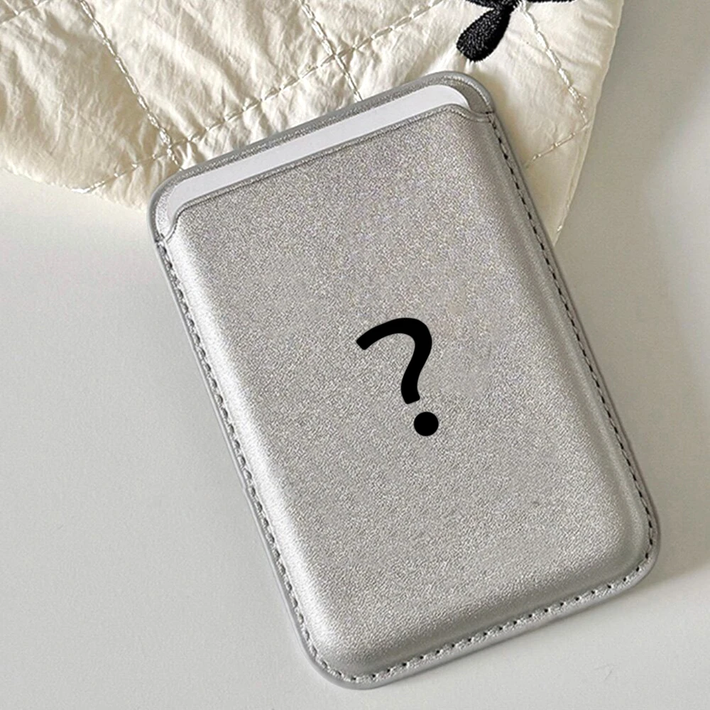 Einfaches Fragezeichen Leder-Kartenetui Telefonkartenhalter für Magnetische Hülle Geeignet für alle iPhone Magsafe Karten-Handyrückseiten-Taschen – Detail 1