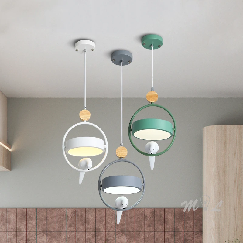 

Nordic Macaron Bird Lamp Chandeliers Led Metal Chandelier Lighting Home Deco Hanglamp for Dining Room Living Room Lamp Luminaire