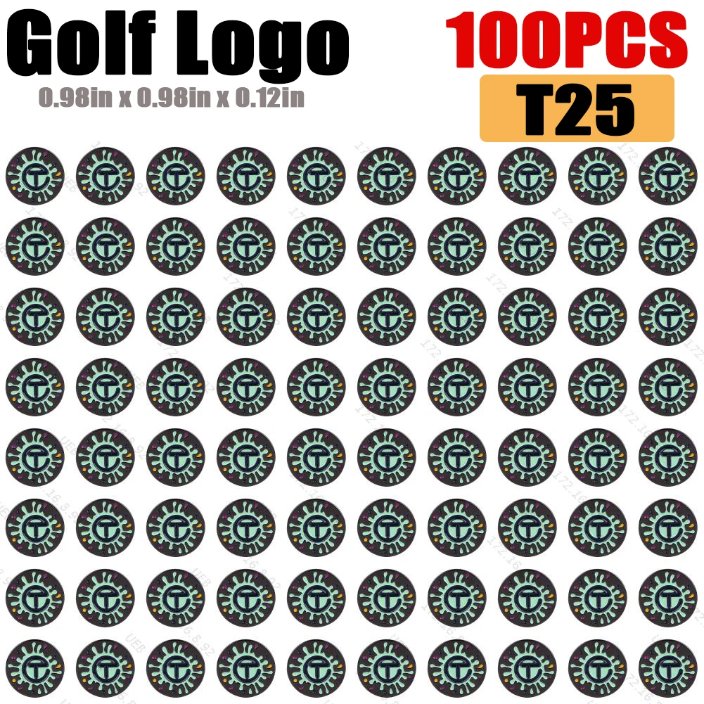 100PCS Golf Ball Mark with Golf Hat Clip Metal Golf Marker Golf Ball Position Mark Removable Golf Ball Marker for Golf Club