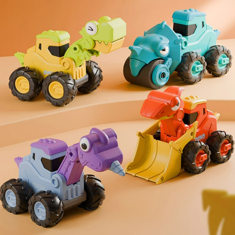 Creatieve Cartoon Dinosaurus Techniek Auto Speelgoed Grappig Persen Zal Glijden Speelgoedauto Kinderen Puzzel Speelgoed Vakantie Verjaardagscadeau