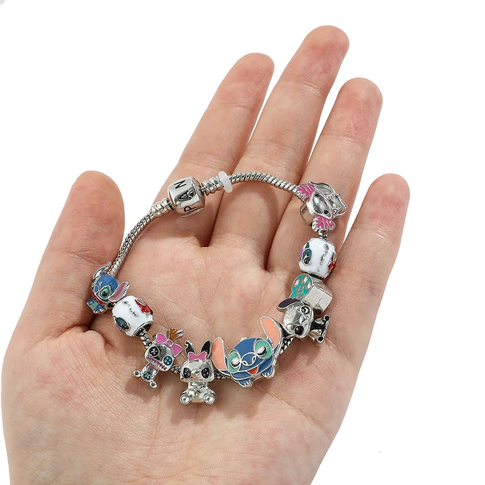 Disney Anime Lilo and Stitch Bracelet Cute Cartoon Stitch Beads Hand Chain for Women Girls DIY Bangle Jewelry Accessories image 4
