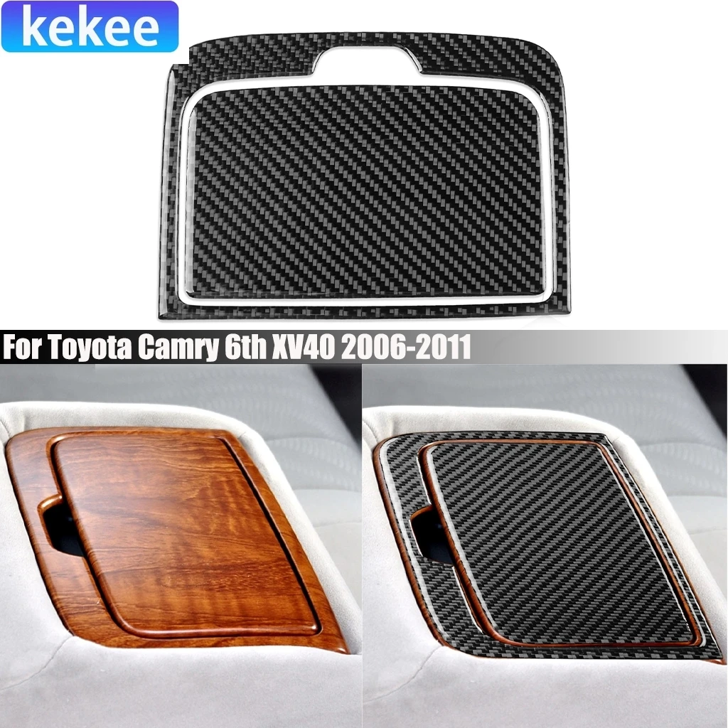 

For Toyota Camry 6th XV40‌ 2006-2011 Carbon Fiber Rear Center Armrest Cup Holder Interior Car Accessories Cover Stickers Trim