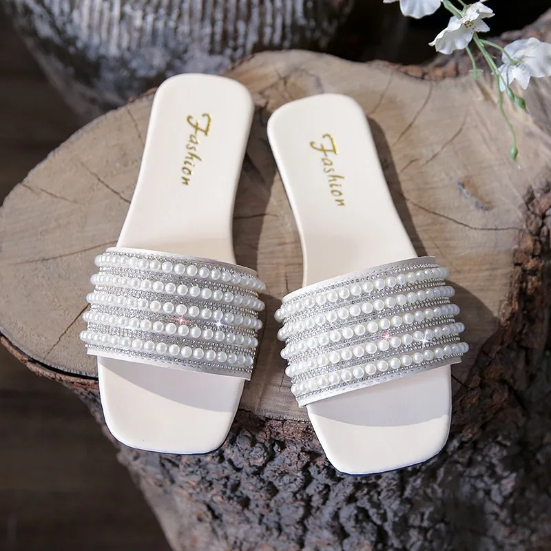 

Women's Summer New Fashion Square Head Open Toe Design Women's Slippers Casual Flat Leather Beach Women's Flip-flops2026