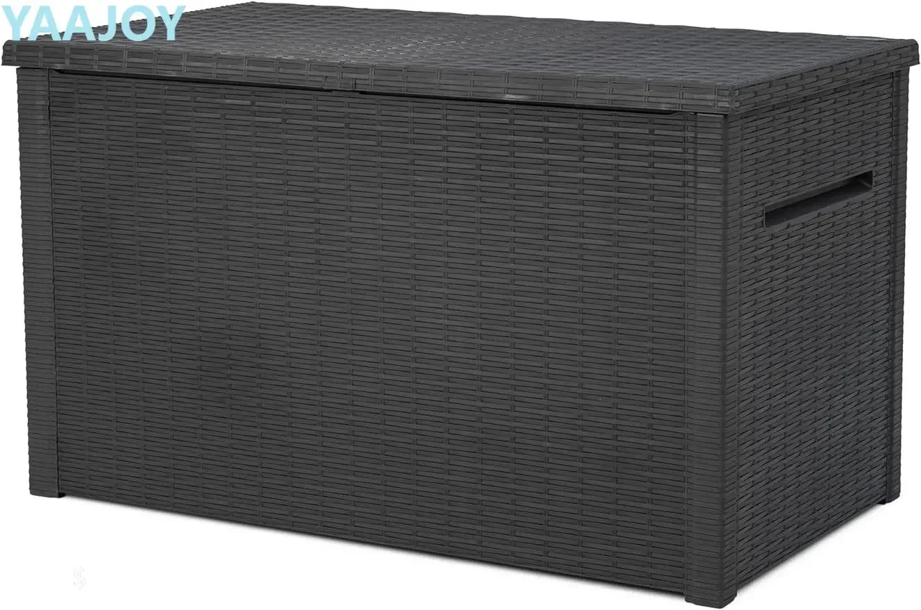 

Keter Java XXL 230 Gallon Resin Rattan Look Large Outdoor Storage Deck Box for Patio Furniture Cushions