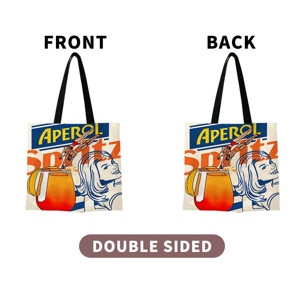 1 قطعة Aperol Spritz الفن طباعة حمل حقيبة قابلة لإعادة الاستخدام النسيج البقالة حقيبة تسوق قابلة للطي #4
