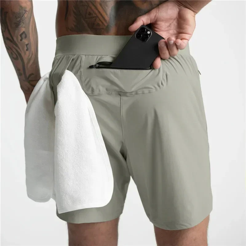 Men Running Bodybuilding Shorts Man Summer Gyms Workout Shorts Male Breathable Quick Dry Sportswear Jogger Multi-pocket Shorts