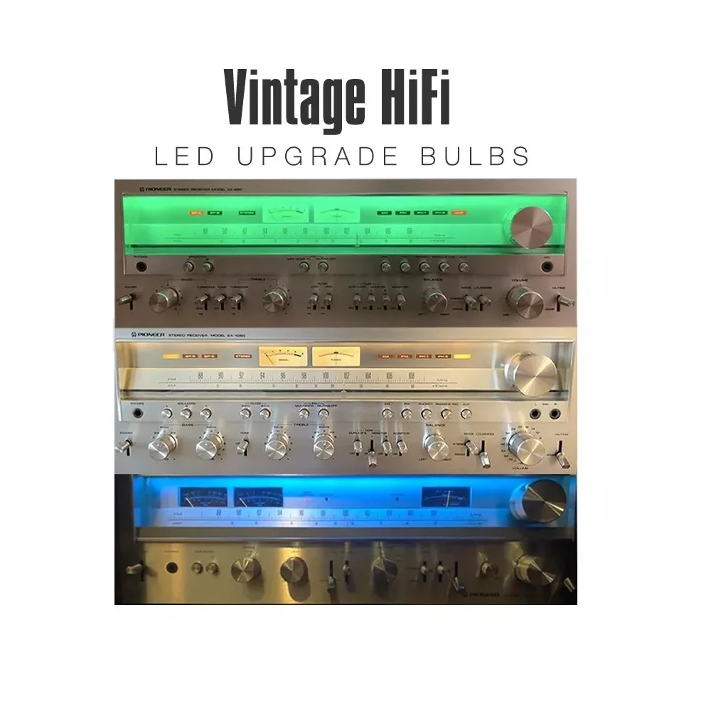 مصباح فتيل ليد ، موالف وجه للاتصال الهاتفي ، مصابيح خلفية لمارانتز ، سانسوي ، كينوود ، فيشر ، رائدة ، والعديد من أجهزة الاستقبال الاستريو القديمة الأخرى ، AC8V