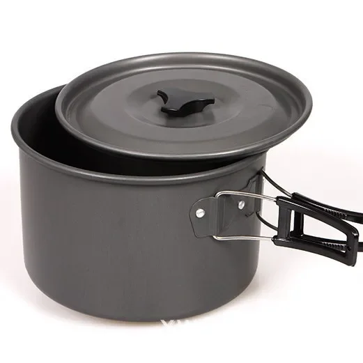 

Portable Camping Kitchenware Pot Set with Mesh Bag - For Hiking Outdoor Picnics