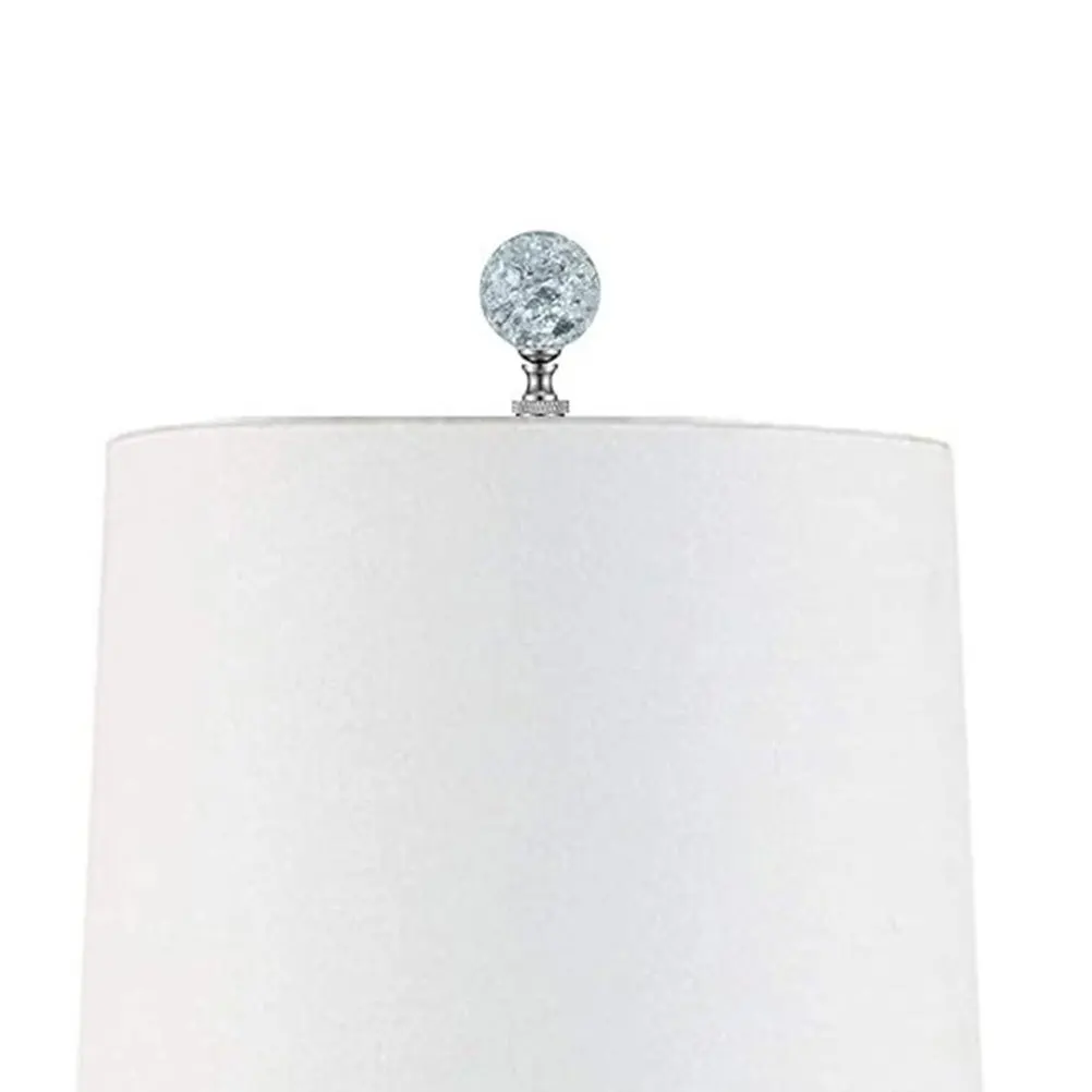 

2Pcs Crystal Glass Lamp Finial Ball Shaped Clear Crackle Metal Base Safe Material Long Time Use Decorative Knob