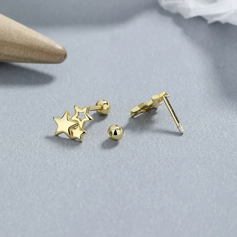 2024 Hypoallergenic Trend Gold Color Lucky Stars Moon Stud Earring for Women Charming Exquisite Party Jewelry Gift