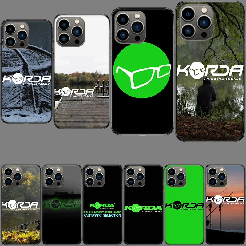 Korda Fishing Tackle Phone Case For Apple Iphone 15+ 14 Plus Fundas 16 Pro Max Capa 12 13 Mini Coque 11 Pro Cover Shell TPU Cove