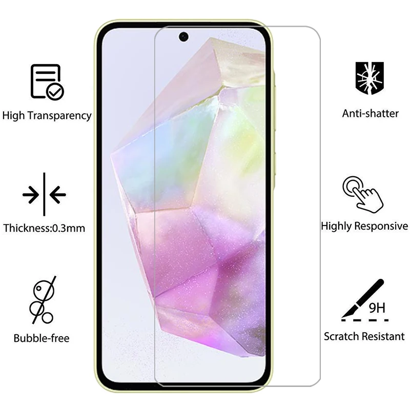 حافظة لهاتف سامسونج جالاكسي a35 5g من الزجاج المقسى على samsunga35 galaxya35 a 35 35a 5 g a355g غطاء خلفي samsumg galxy a35case