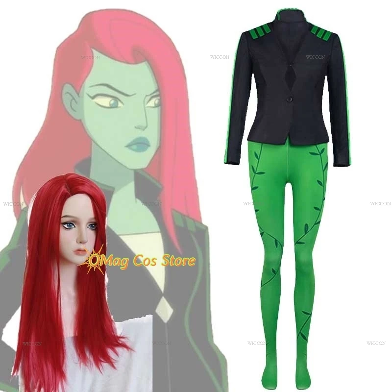 Poison Cosplay Ivy Ive Pamela Isley Costume Villain TV Outfit Pants Suit Anime Style 2024 Halloween Women Party Sexy Clothes