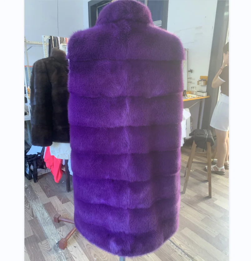 Real Mink Fur Long Vest for Ladies, New