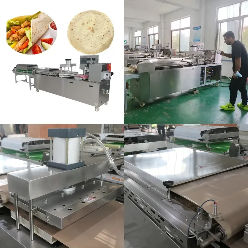 for Industrial Mexican Flour Tacos Bread Press Fully Automatic with Oven 2000 Pieces Per Hour