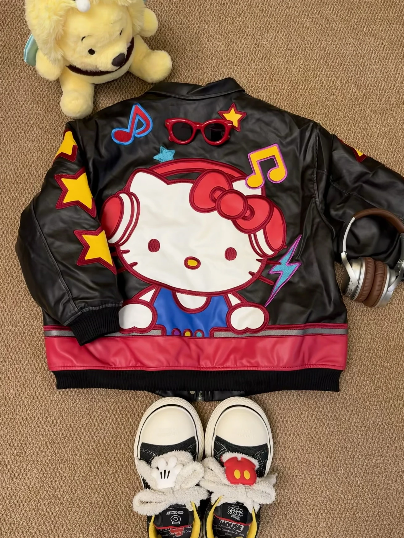 Cosplay Hot Girl Cool Boy Dj Kitty Retro Creative Niche Style Embroidered Jacket For Couples Motorcycle Suit Leather Jacket