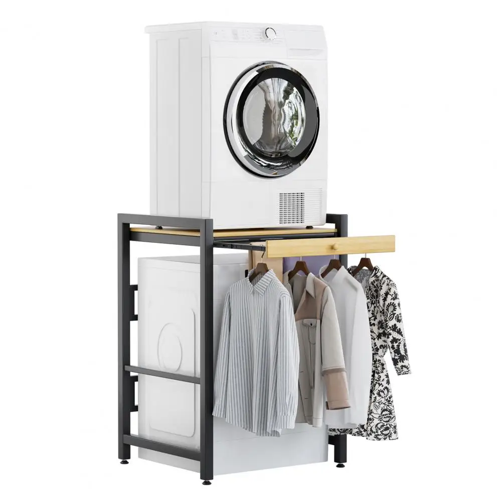 Washing Machine Storage Rack Carbon Steel Home Strong Load-bearing Balcony Dryer Shelf with Countertop Anti-slip Feet Mats