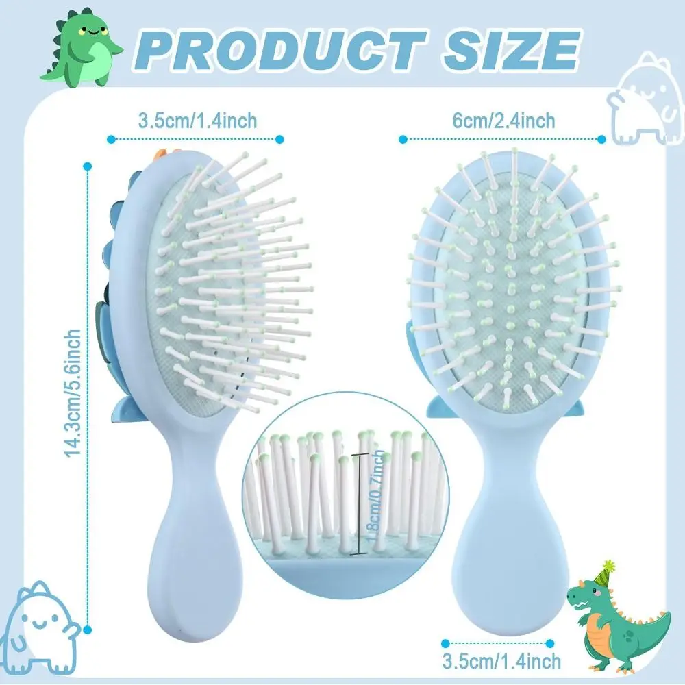 Mini Dinosaurs Hair Brush Travel for Boys and Girls Baby Hair Detangling Brush Massage Hair Brush with Air Cushion