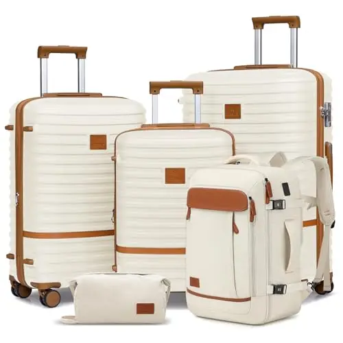 

Joyway Expandable Luggage Sets 5 Piece, Lightweight Hard Shell Travel Suitcase Set with Spinner Wheels and TSA Lock