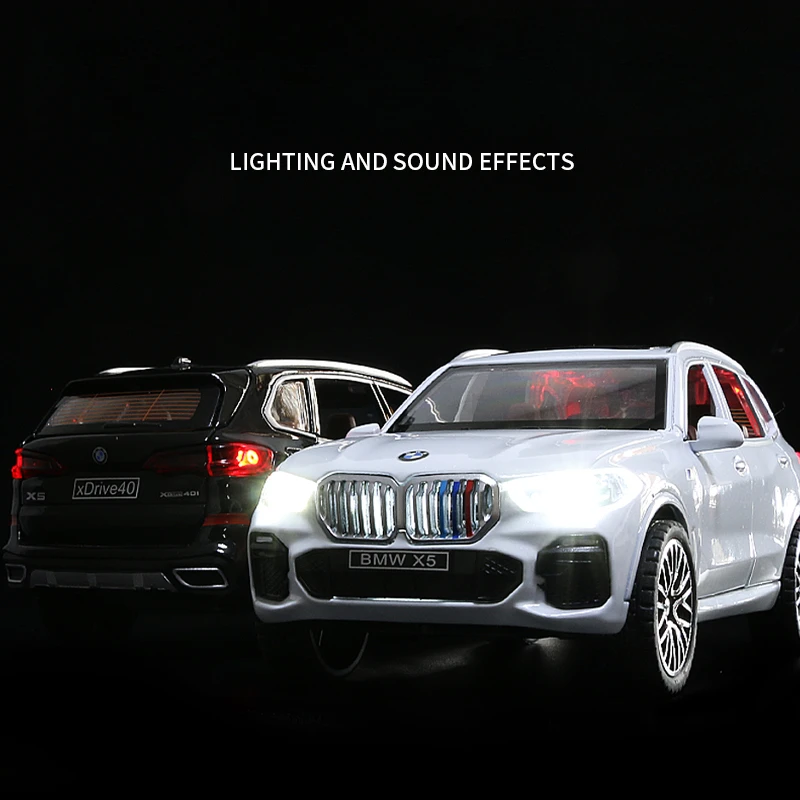Diecast in scala 1/32 BMW X5 modello di auto in lega con luce sonora bambini ragazzo giocattolo veicolo regalo di compleanno fuoristrada decorazioni per la casa