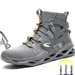Men Safety Shoes Puncture-Proof Sneakers Lightweight Nti-smash Work Boots Male Steel Toe Shoes Indestructible Safety Boots Botas