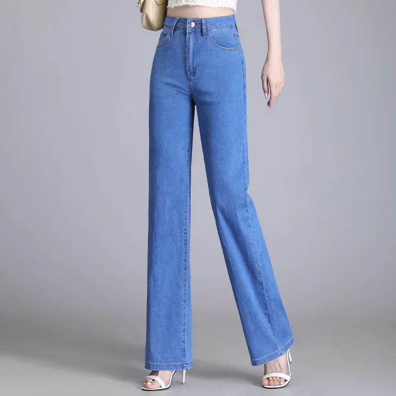 

Women Straight Leg Jeans For Loose Fit High Waisted Thin Comfortable Stretchy Cotton Denim Jeans Plus Size 6XL 8XL XT1441