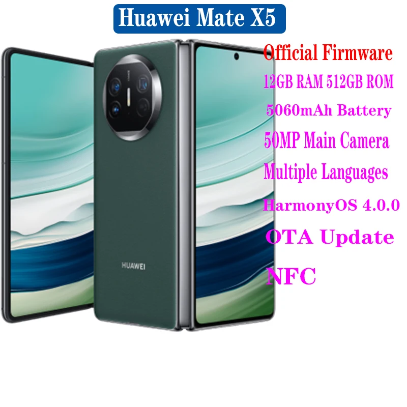 Официальный новый мобильный телефон Huawei Mate X5 со сложенным экраном HarmonyOS4.0, 5060 мАч, 66 Вт, 7,85 дюйма, OLED-экран, 50 МП, задняя три камеры, NFC
