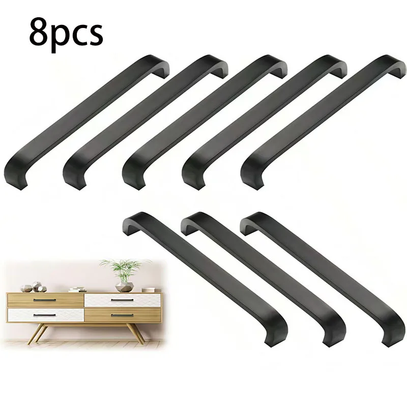 8pcs Arch Style Polished Metal Handles Solid Aluminum Alloy Cabinet Door Drawer Pulls Modern Simple for Furniture Hardware
