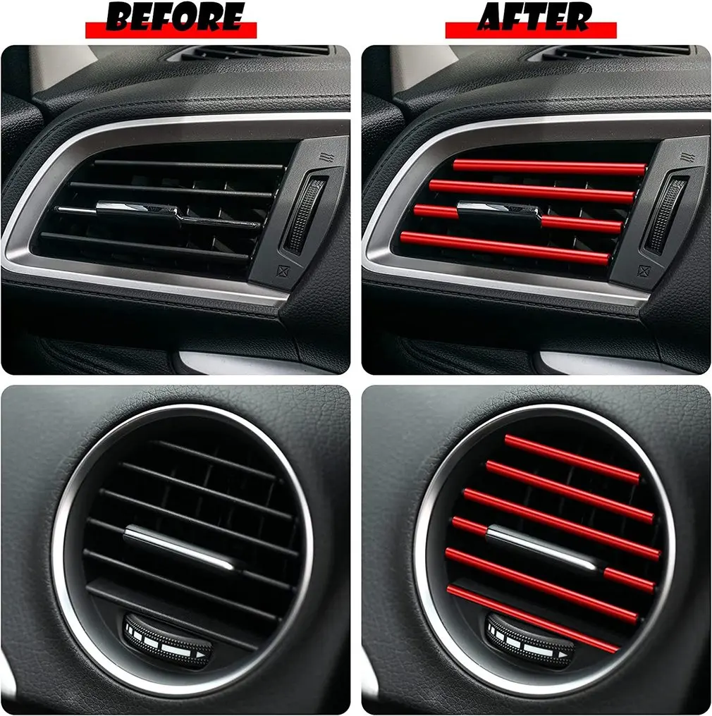 20pcs Air Outlet Strips Air Conditioner Decorative Car Universal Waterproof Flexible Cars Interior Decor Car Styling Accessories