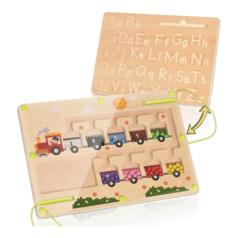 AINY-labyrinthe magnétique de couleurs et de chiffres, apprentissage précoce, planche de Puzzle de comptage de correspondance des couleurs en bois, pratique d'écriture ABC