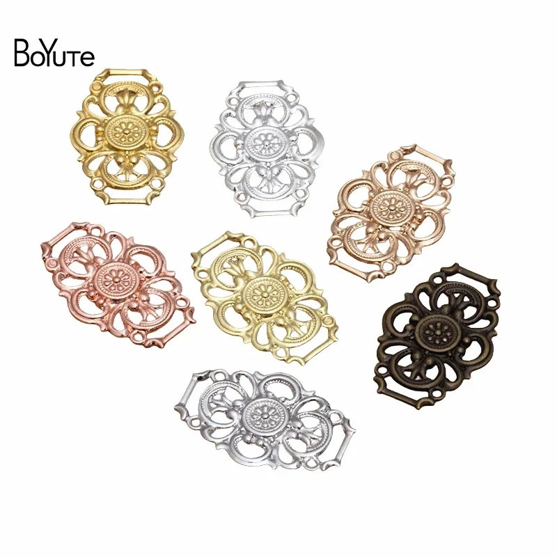 

BoYuTe (50 Pieces/Lot) 21*31MM Metal Brass European Flower Plate Findings DIY Jewelry Accessories Handmade Materials