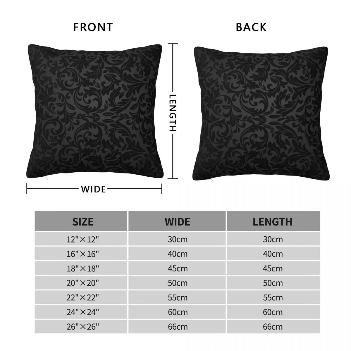 Dark Gothic Floral Pattern Square Pillowcase Polyester Linen Velvet Creative Zip Decor Throw Pillow Case Bed Cushion Case 45x45