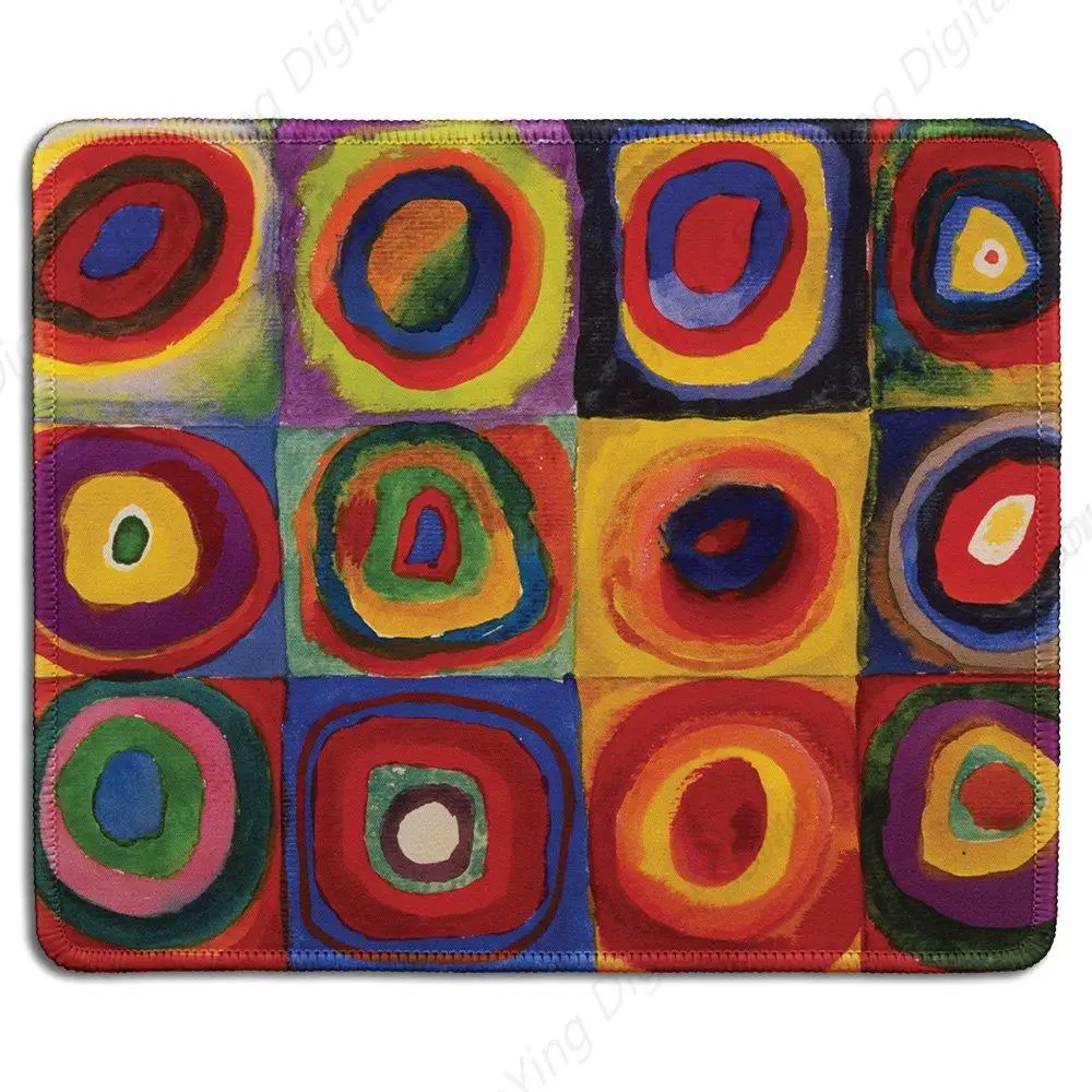 

Art Mouse Pad Rubber Mouse Pad With Vasily Kandinsky's Famous Concentric Circles Abstract Art Square Painting Stitched Edges