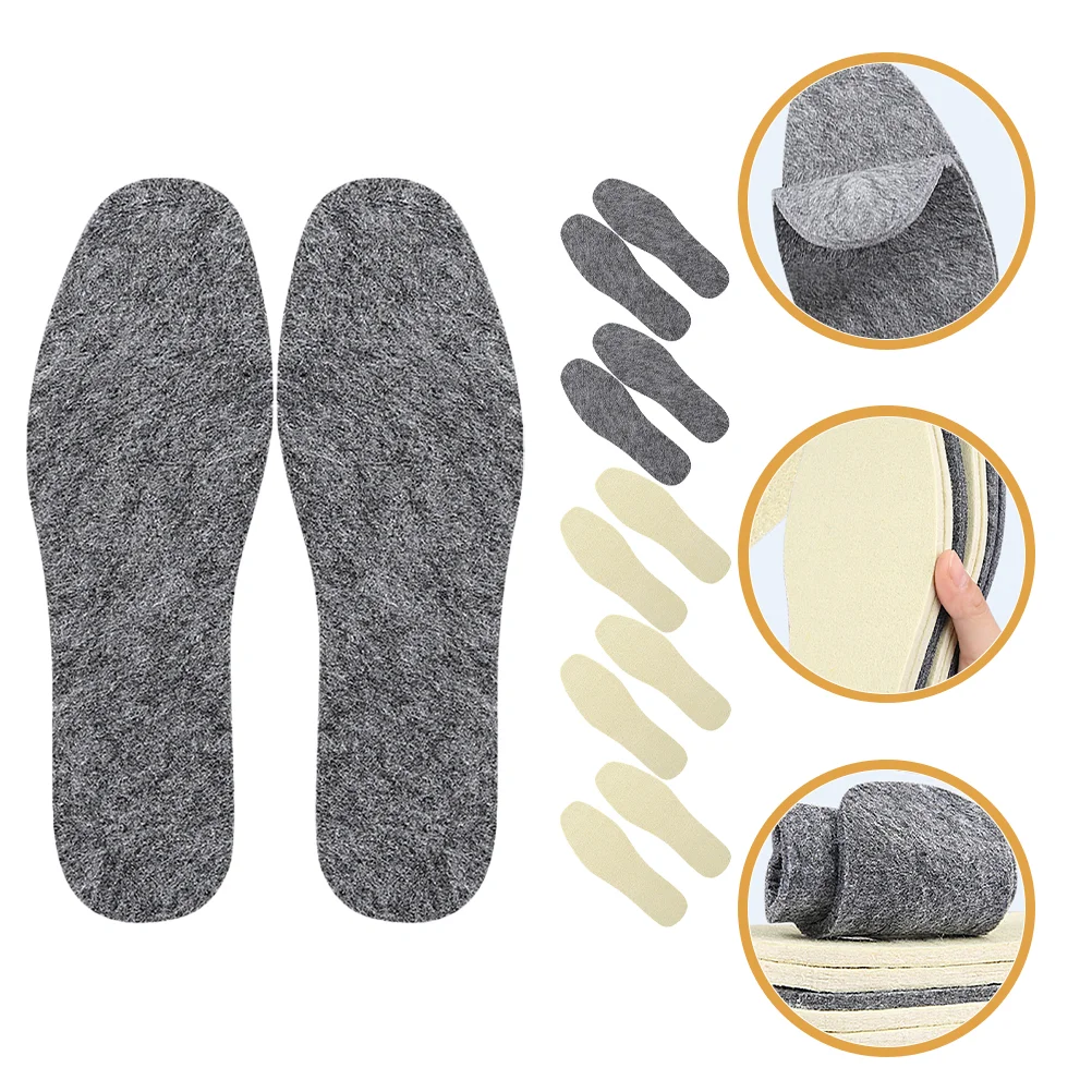 

6 Pairs Wool Insole Winter Warm Shoe Parts Inserts for Women Supple Cushions Boots Pads Insoles