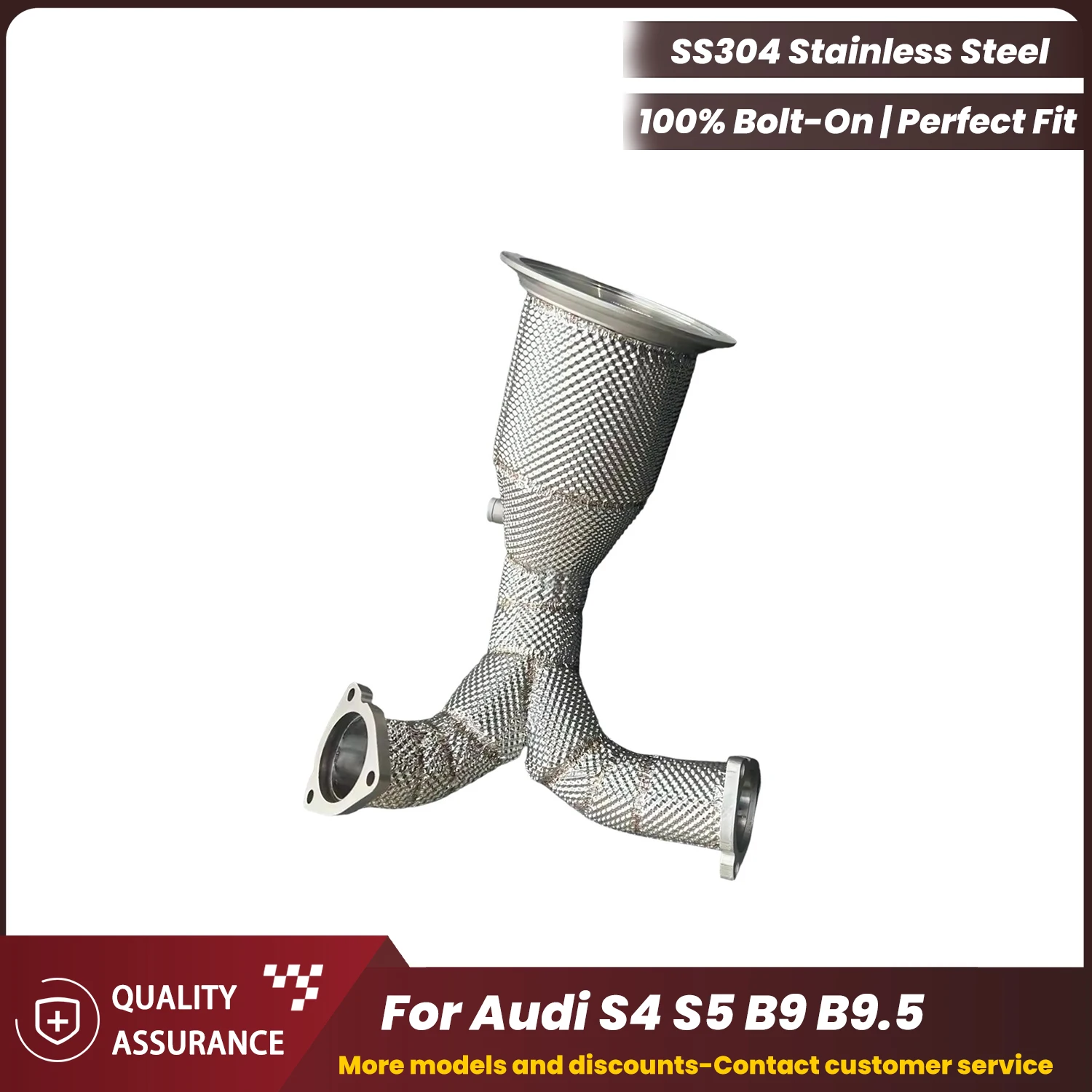 

ECCF Sports Downpipe With Heat Shield For Audi S4 S5 B9 B9.5 Aggressive Exhaust Sound High Flow Performance Upgrade