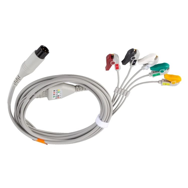 Cavo ECG a 5 derivazioni compatibile con accessori per Monitor a Clip a 6 Pin